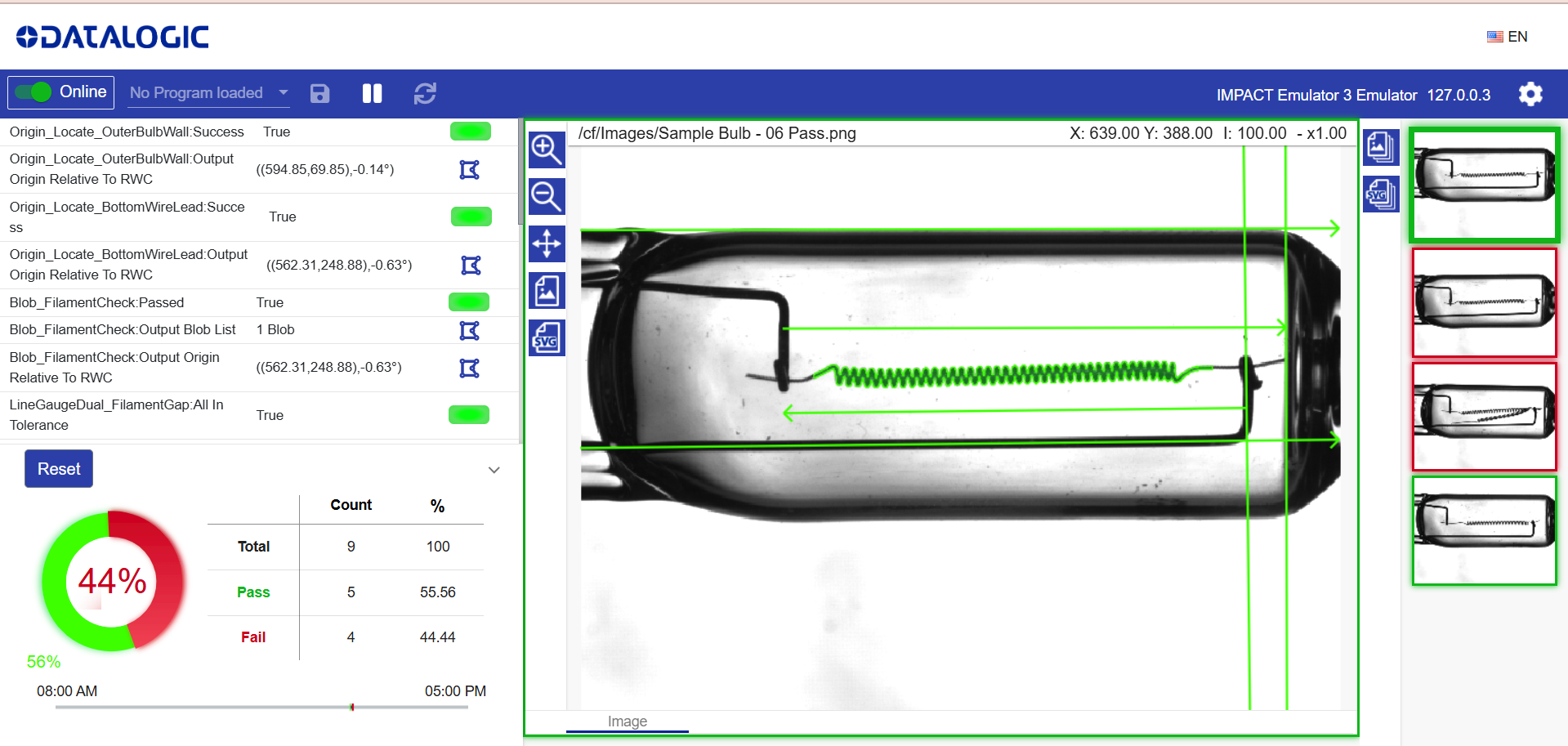 Interfaz de operador IMPACT - Inspección de focos PASS