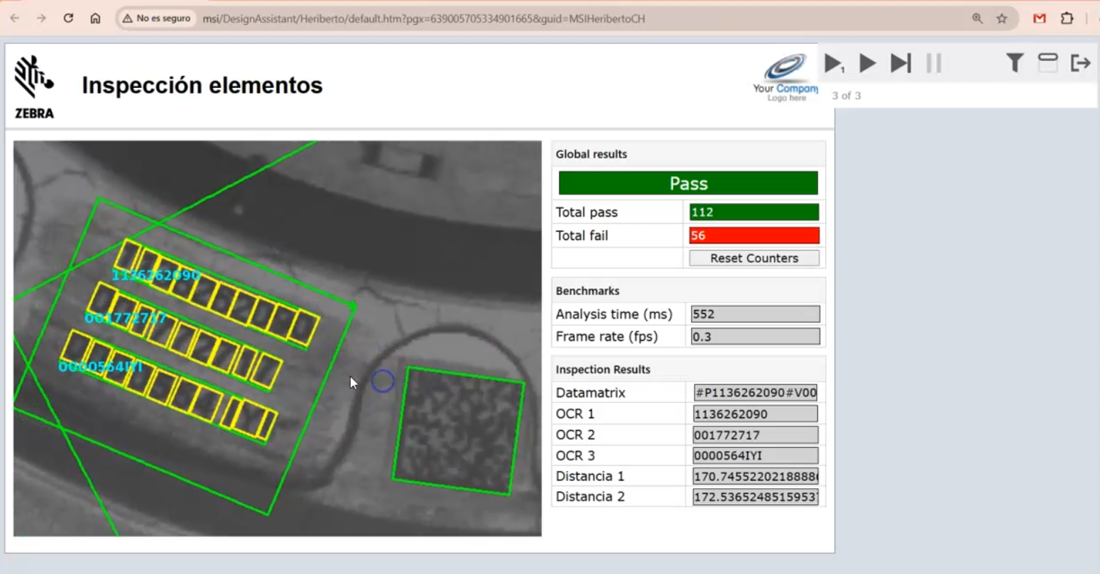 Interfaz de operador Zebra - Inspección de elementos con OCR